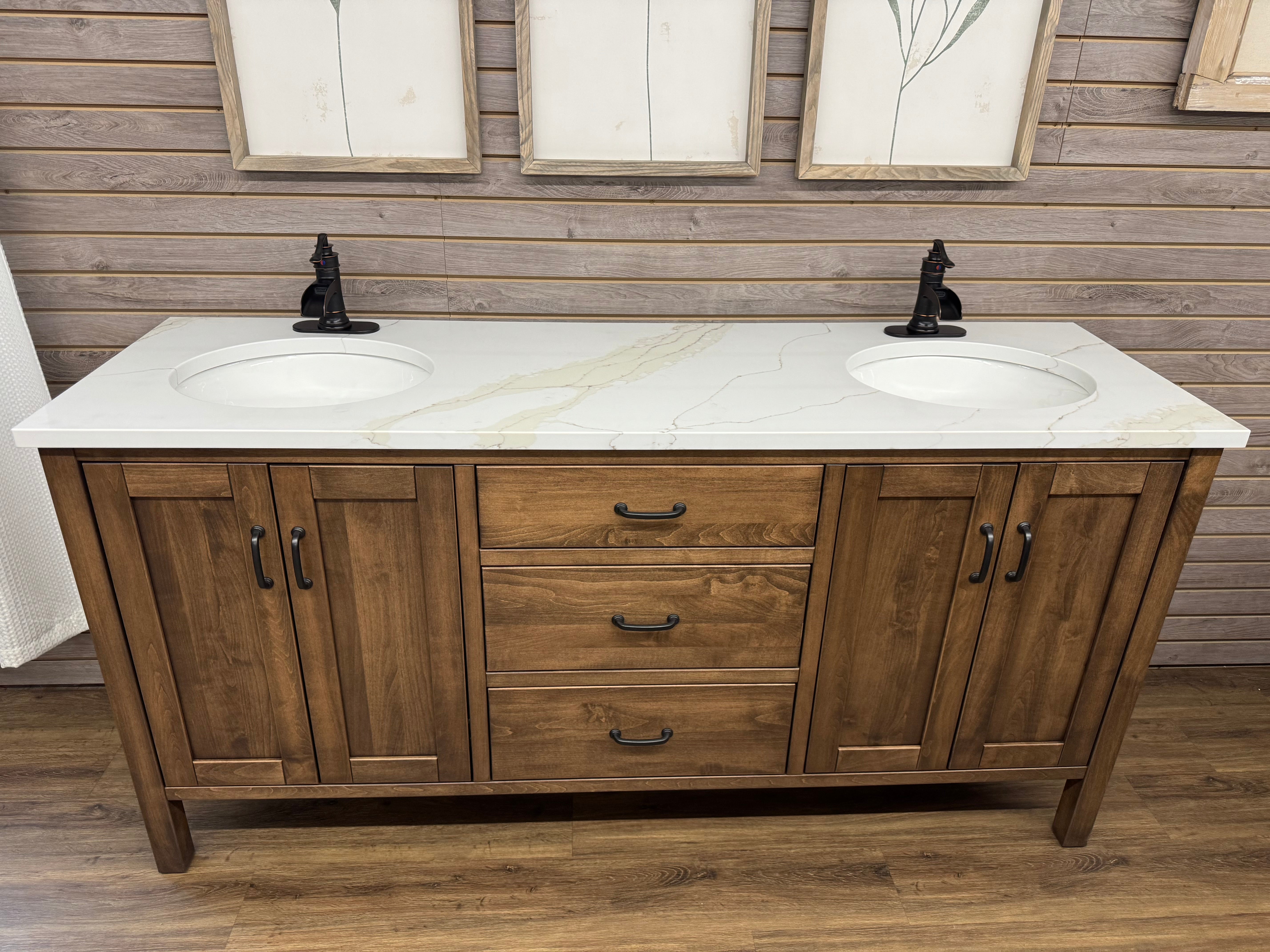 Amish made 72 inch Cabin Creek bathroom vanity in solid maple - handcrafted furniture in Lancaster