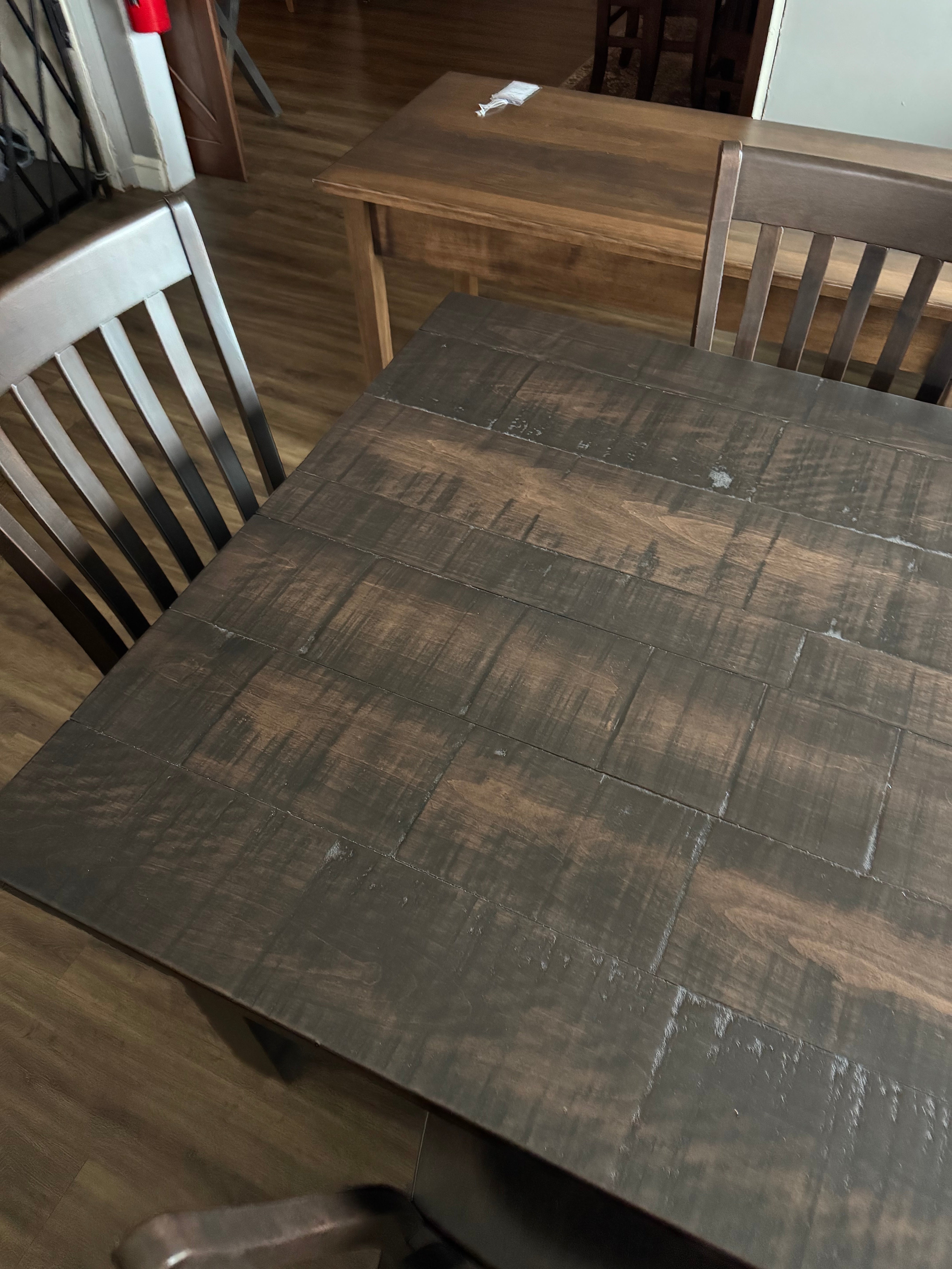 Amish made dining table in solid maple wood with a rough sawn top - handcrafted furniture near Lancaster County, Pennsylvania