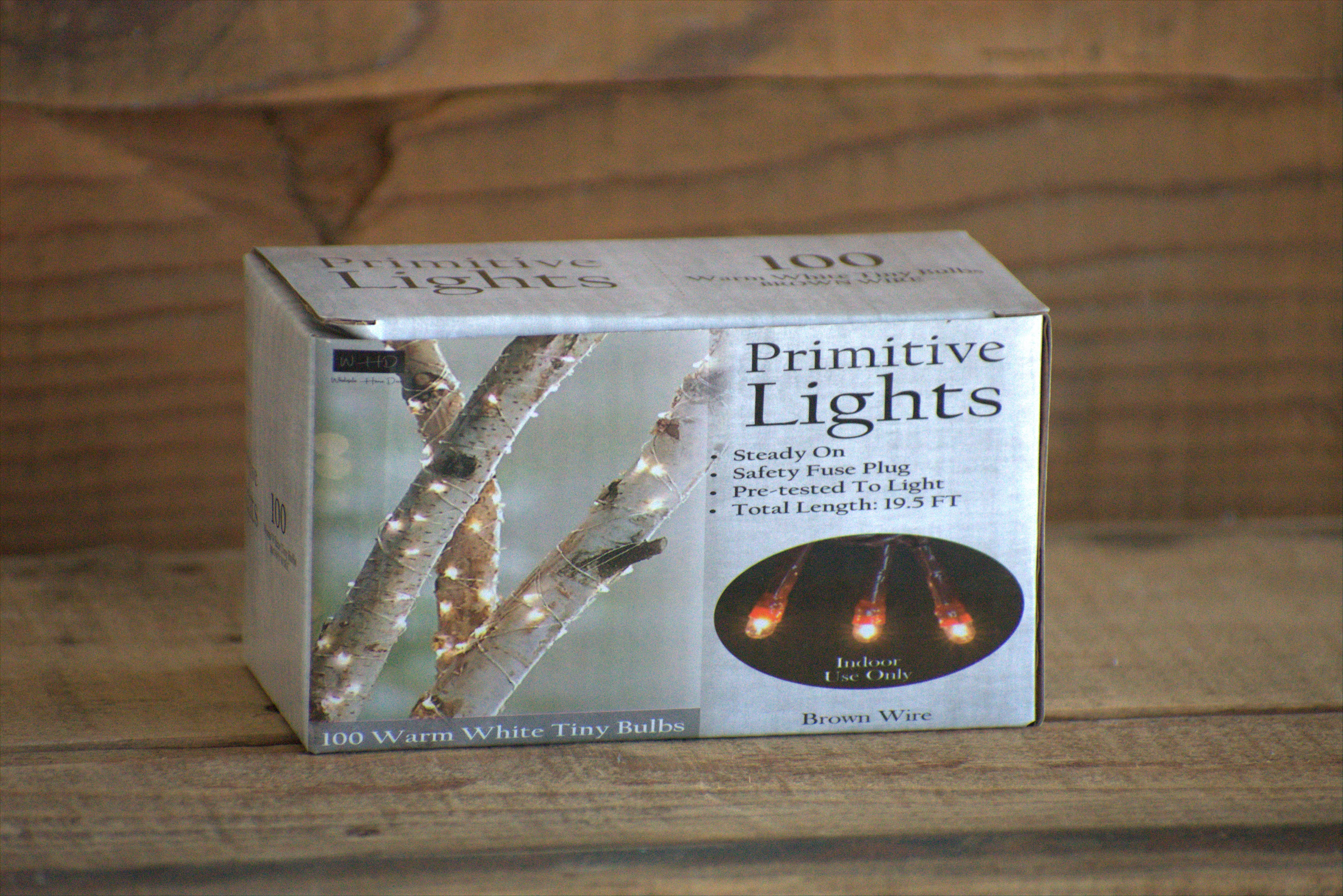 100 Bulb Primitive Rice String Light 19.5 ft Brown Cord