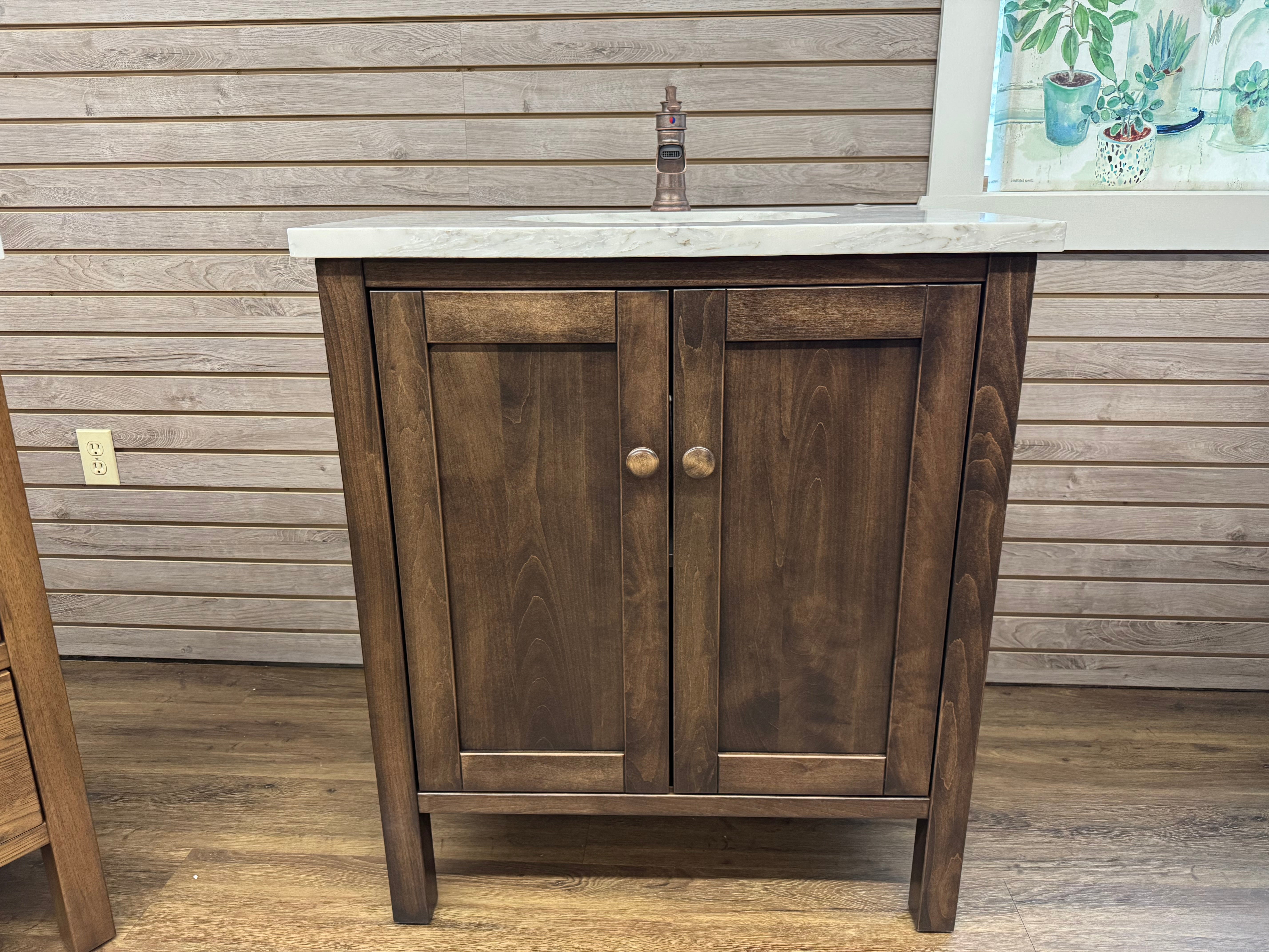 Amish made 30 inch Cabin Creek bathroom vanity in solid maple - handcrafted furniture in Lancaster