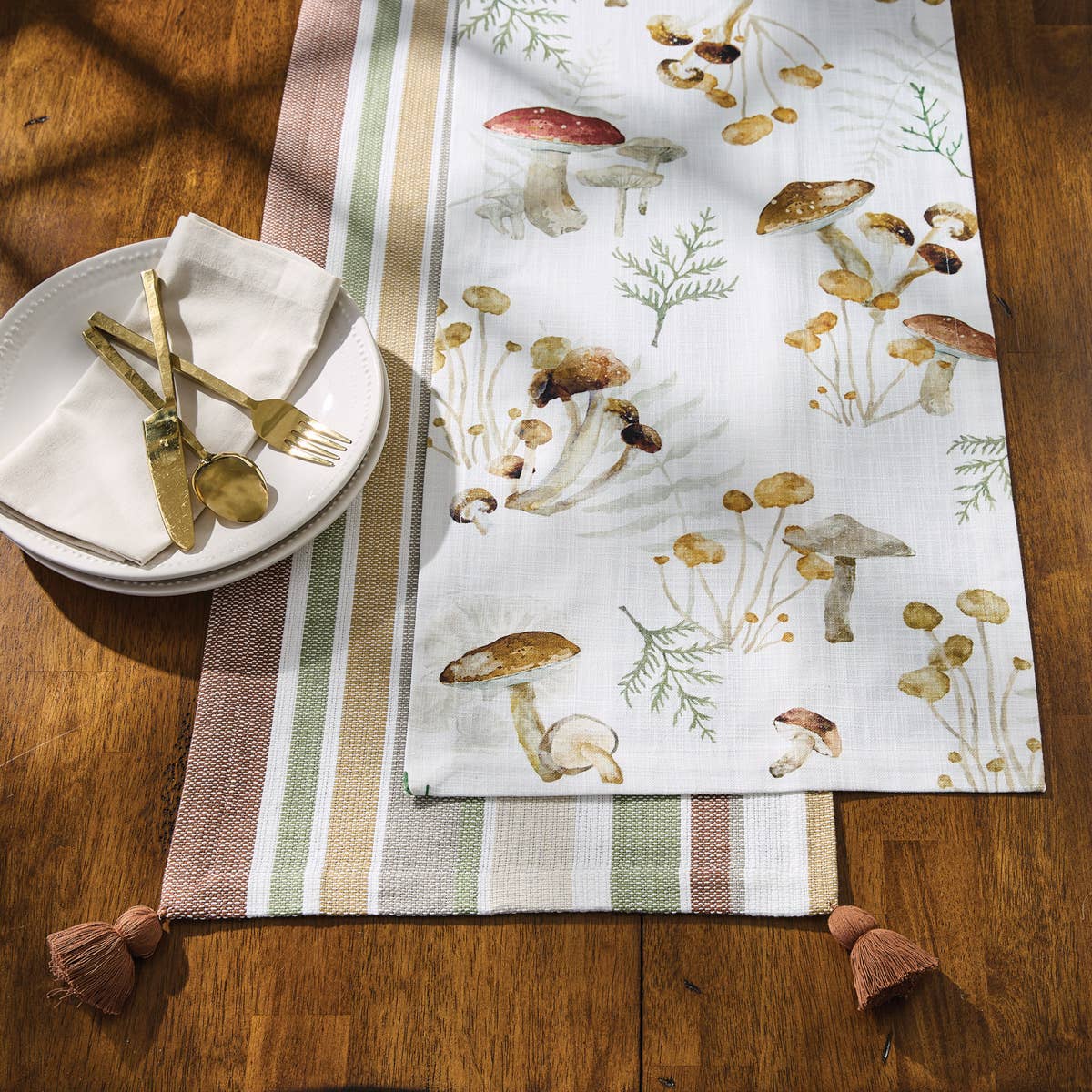 Wild Mushrooms Table Runner 72"L
