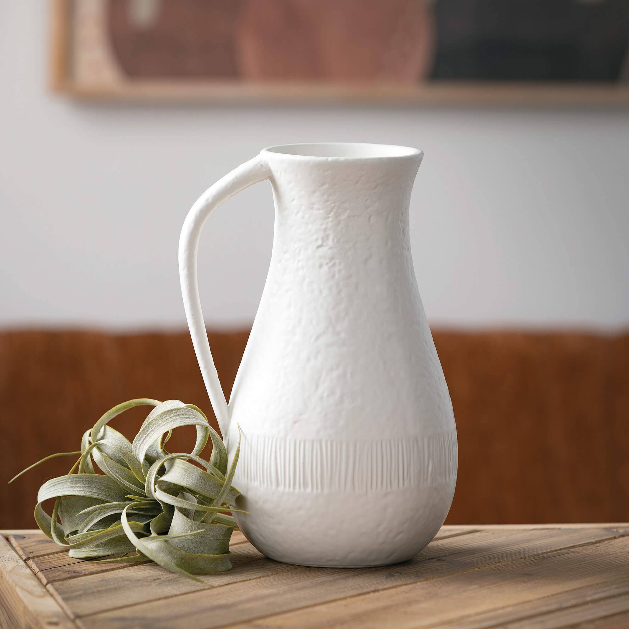 WHITE CHIFFON STONE PITCHER