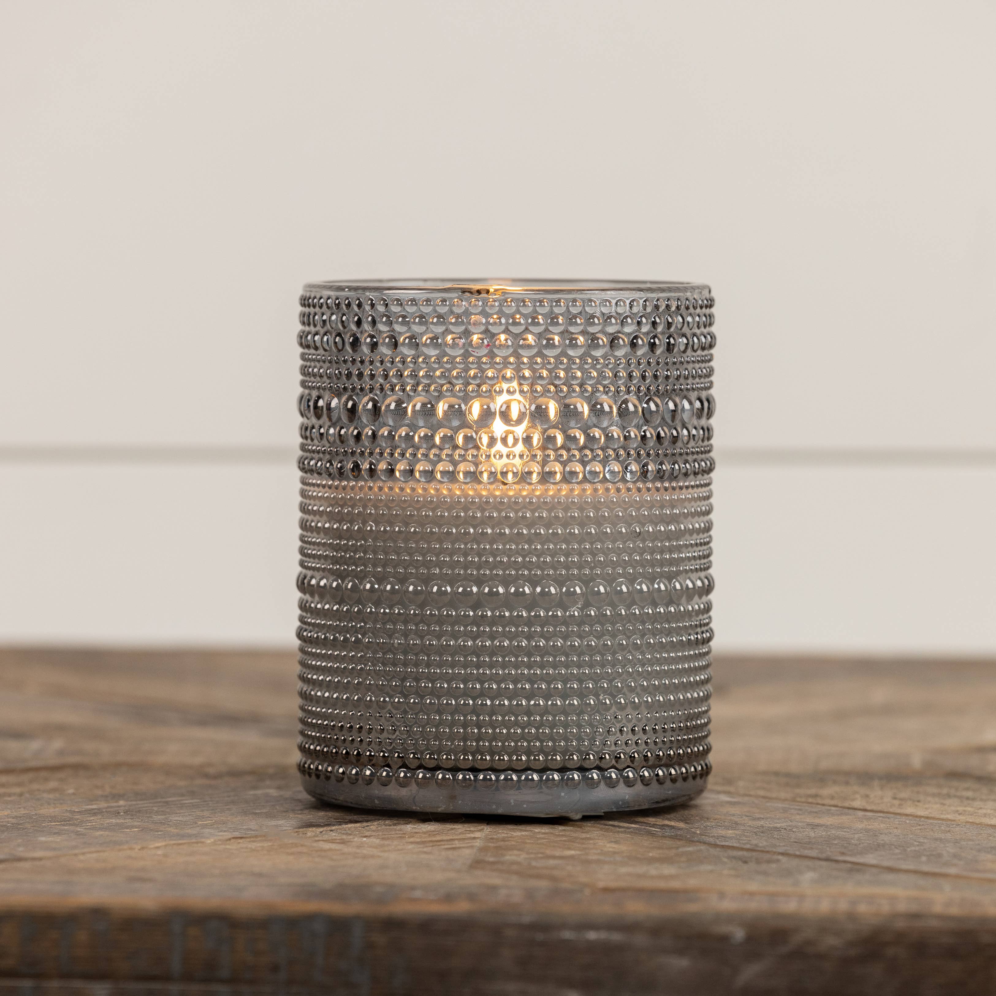 5" GREY DOTTED GLASS 3D FLAME CANDLE