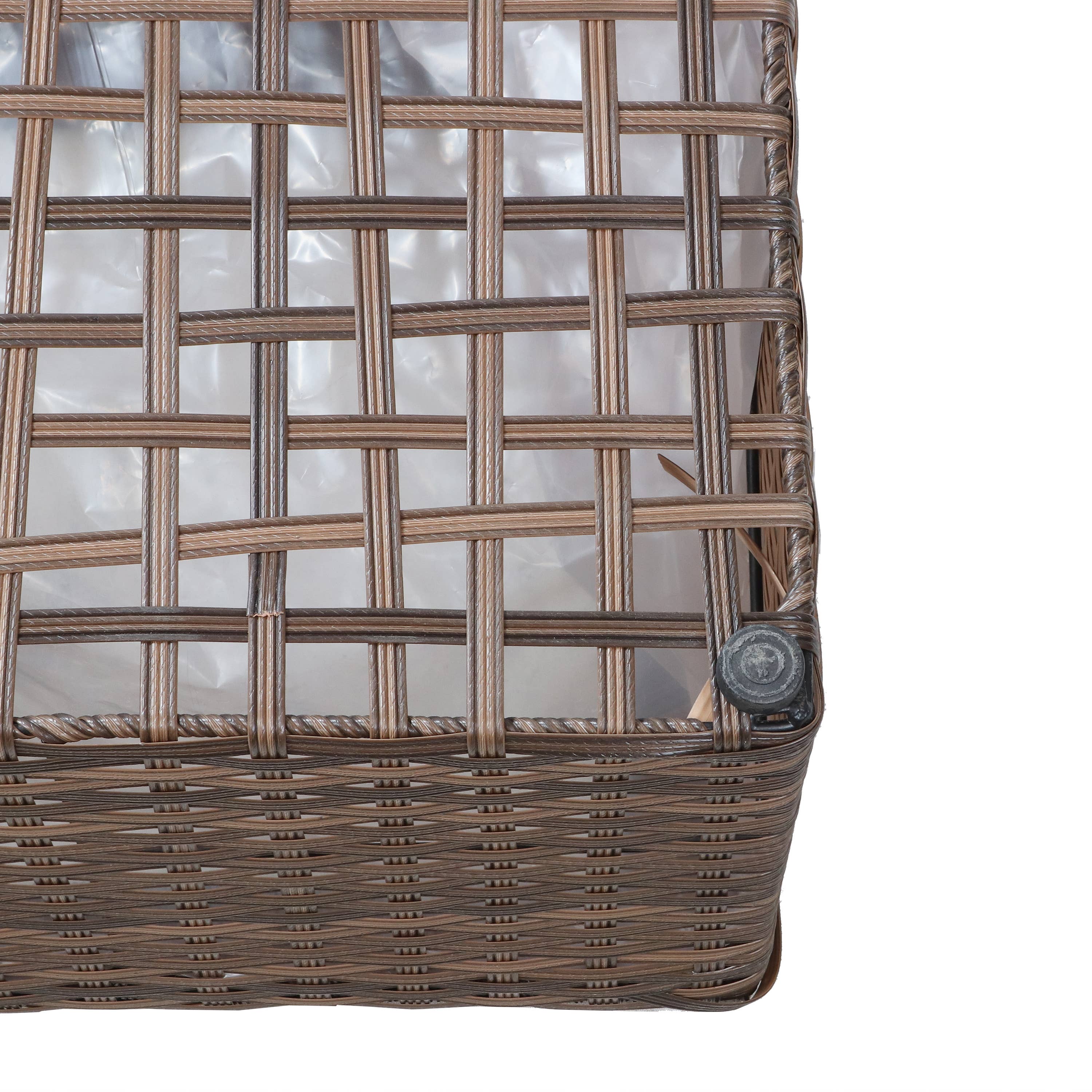 Square Polyrattan Indoor Planters - 1 Large/1 Small - Brown