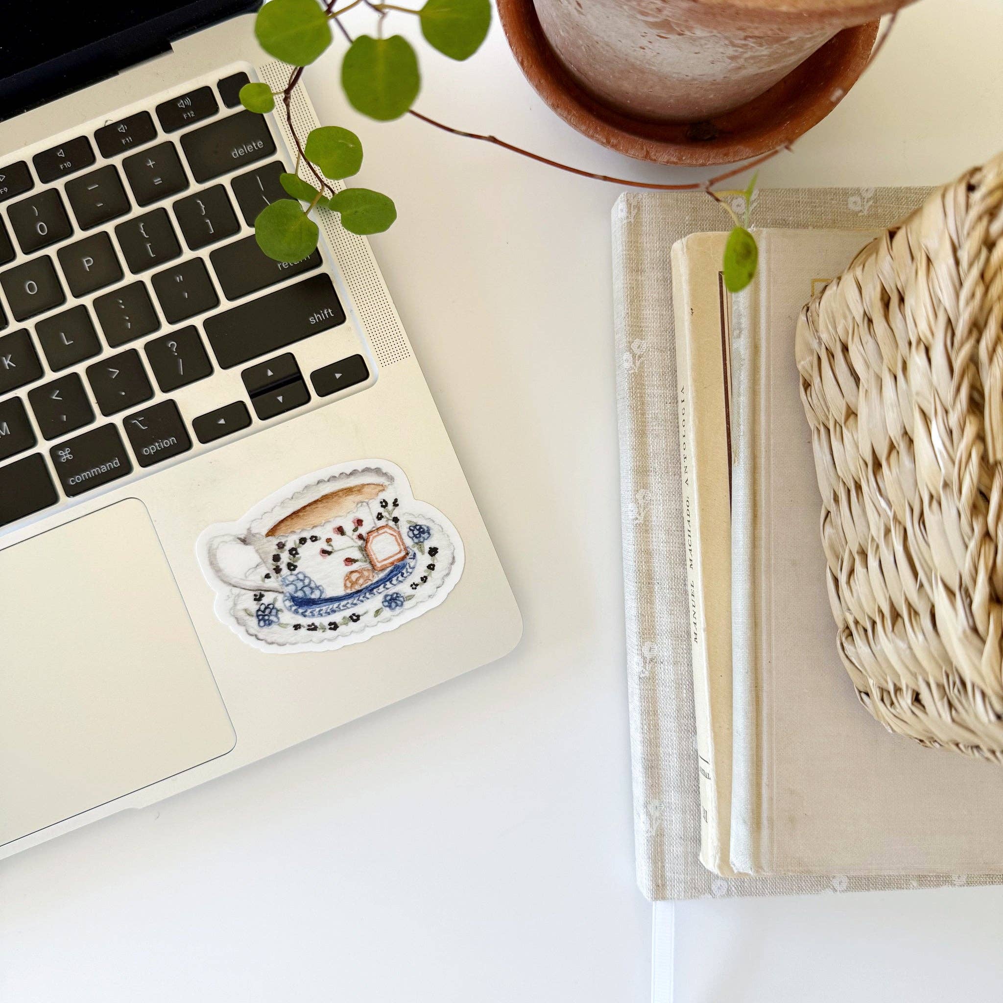 Blue teacup sticker