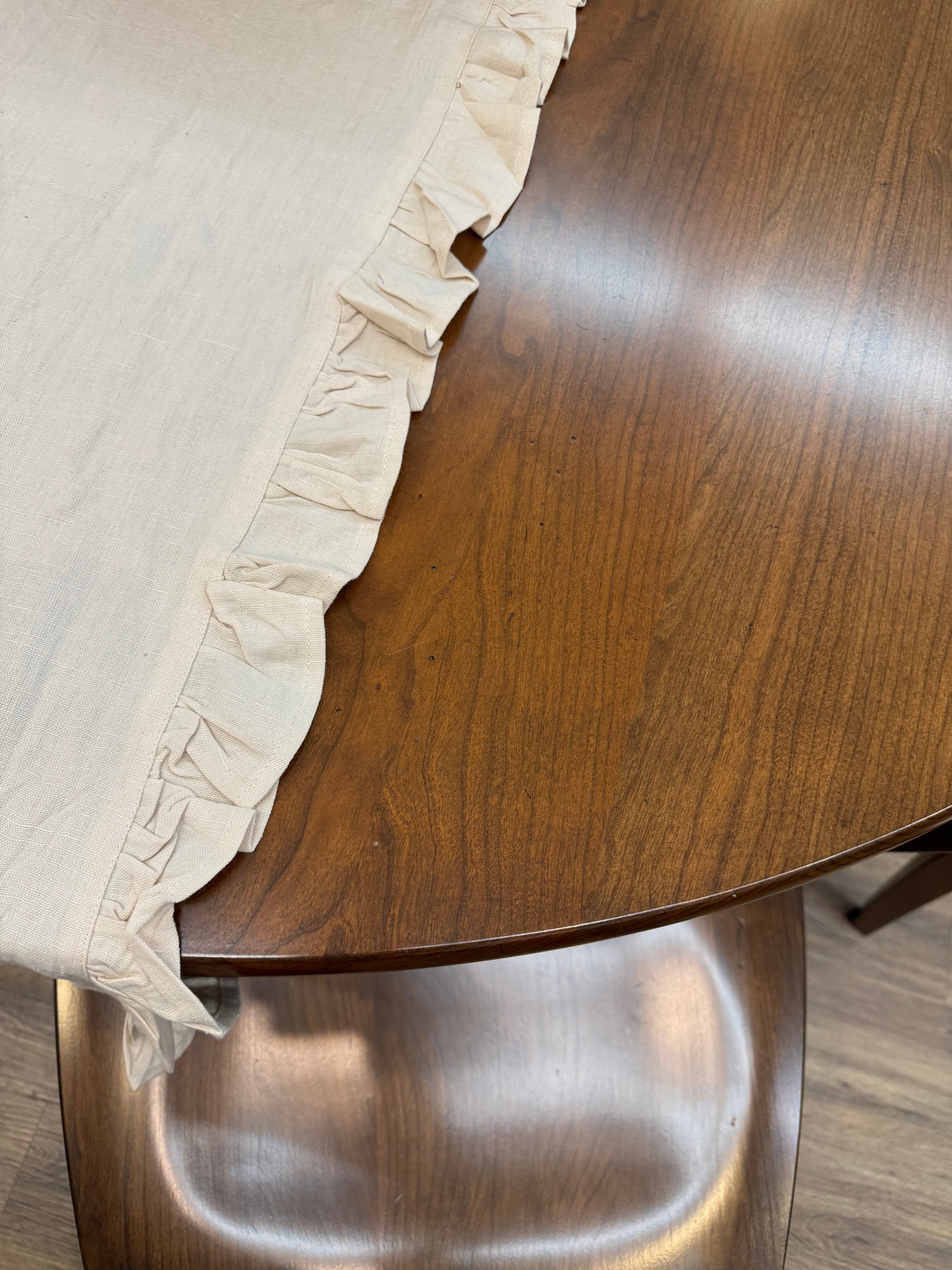 Close up detail of Amish handcrafted dining room table - solid wood furniture
