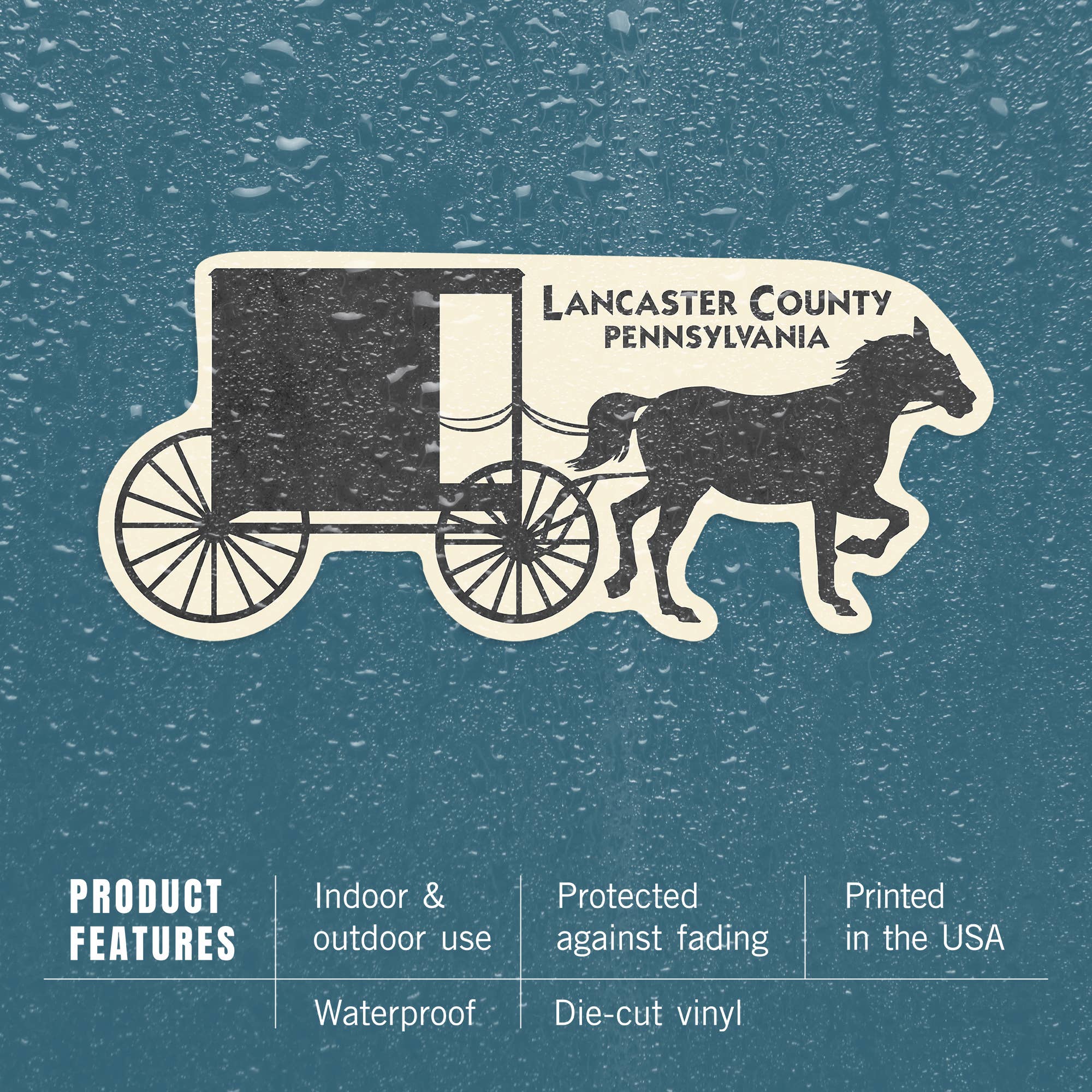 Vinyl Sticker Lancaster Horse and Buggy Outline