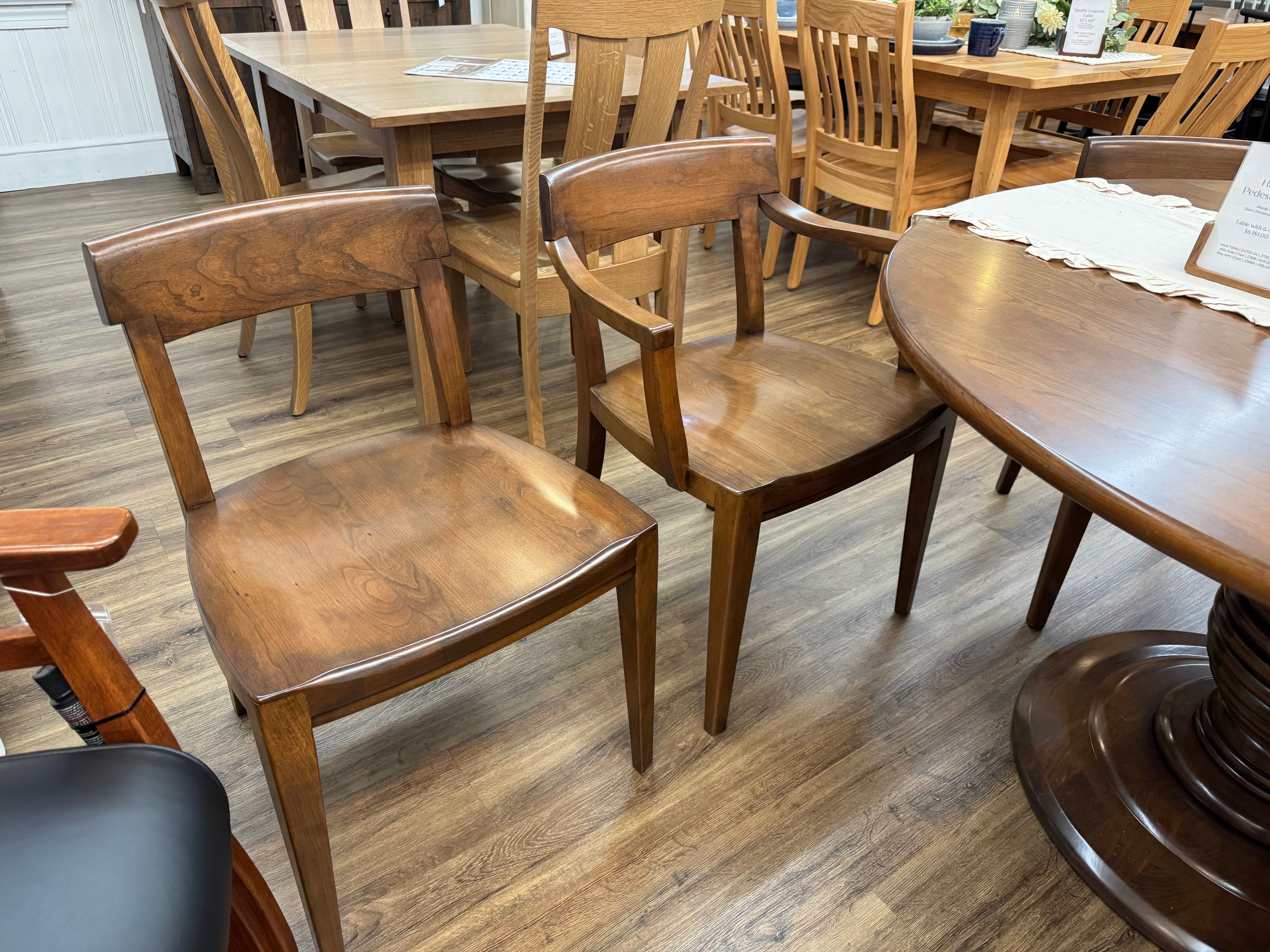 Two Amish made dining room chairs in solid cherry wood - handcrafted furniture near Lancaster, Pennsylvania