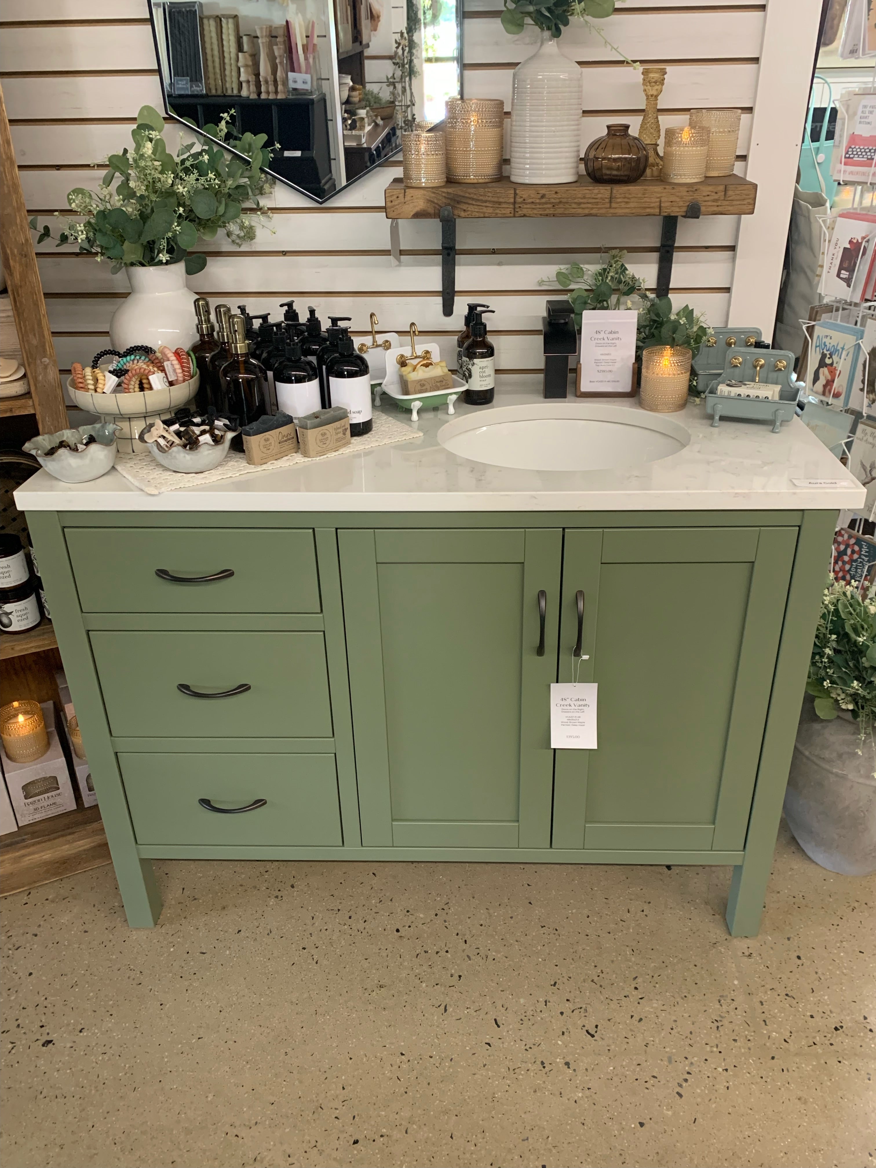 Amish made 48 inch Cabin Creek bathroom vanity in painted maple - handcrafted furniture in Lancaster