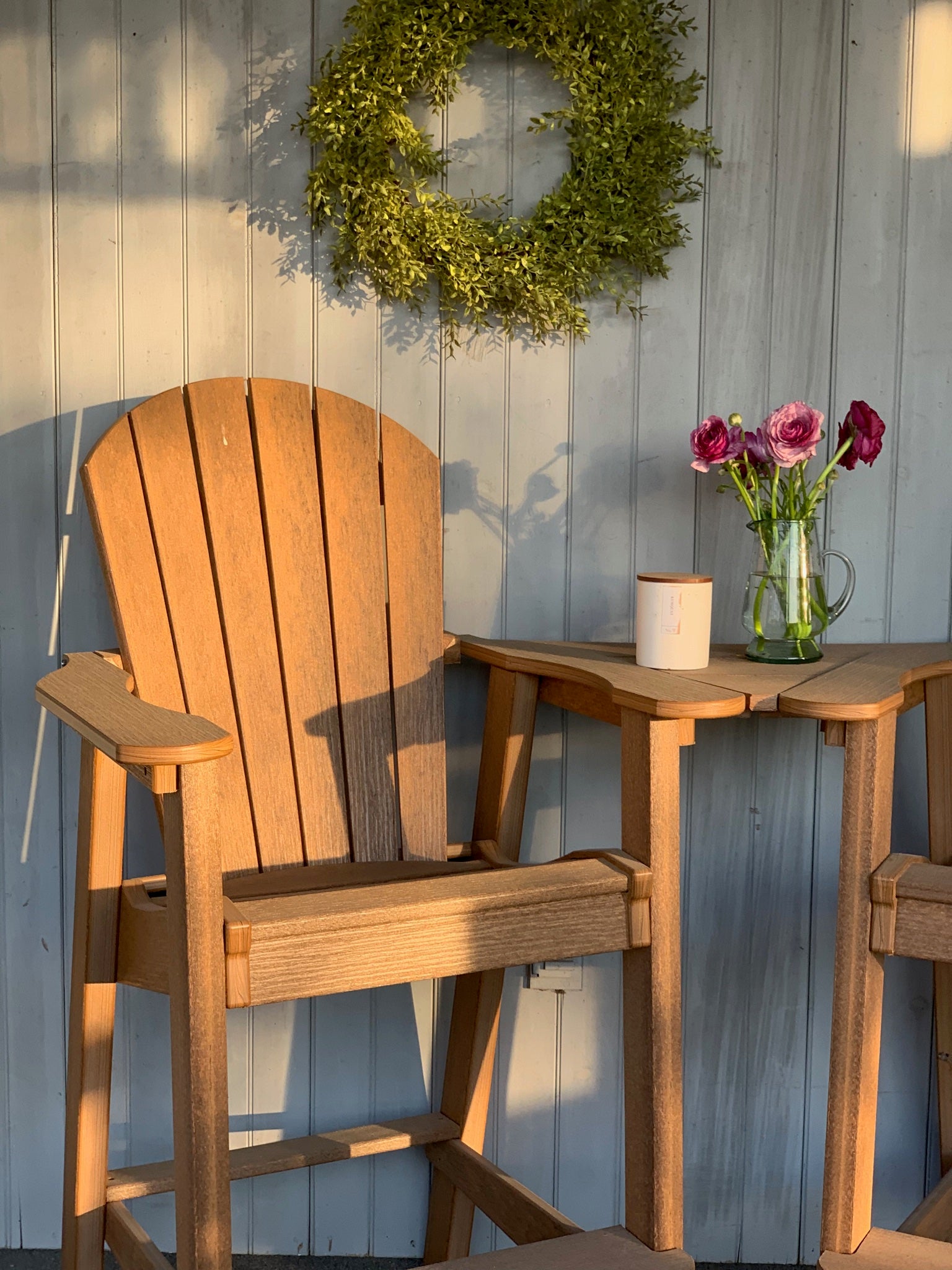 Ocean side, pub settee patio chair set in brown - Lancaster outdoor furniture