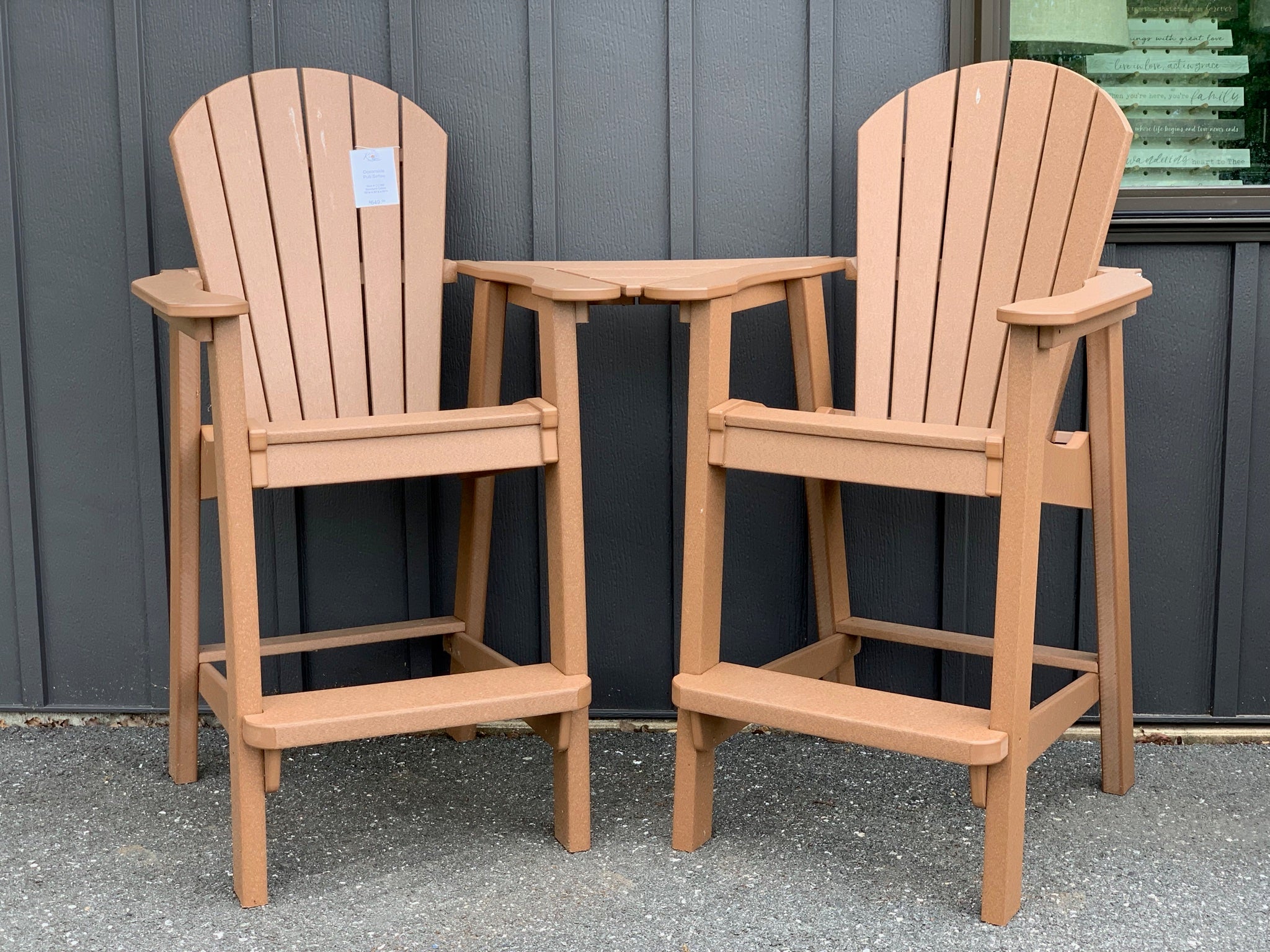 Ocean side, pub settee patio chair set in light brown - Lancaster outdoor furniture