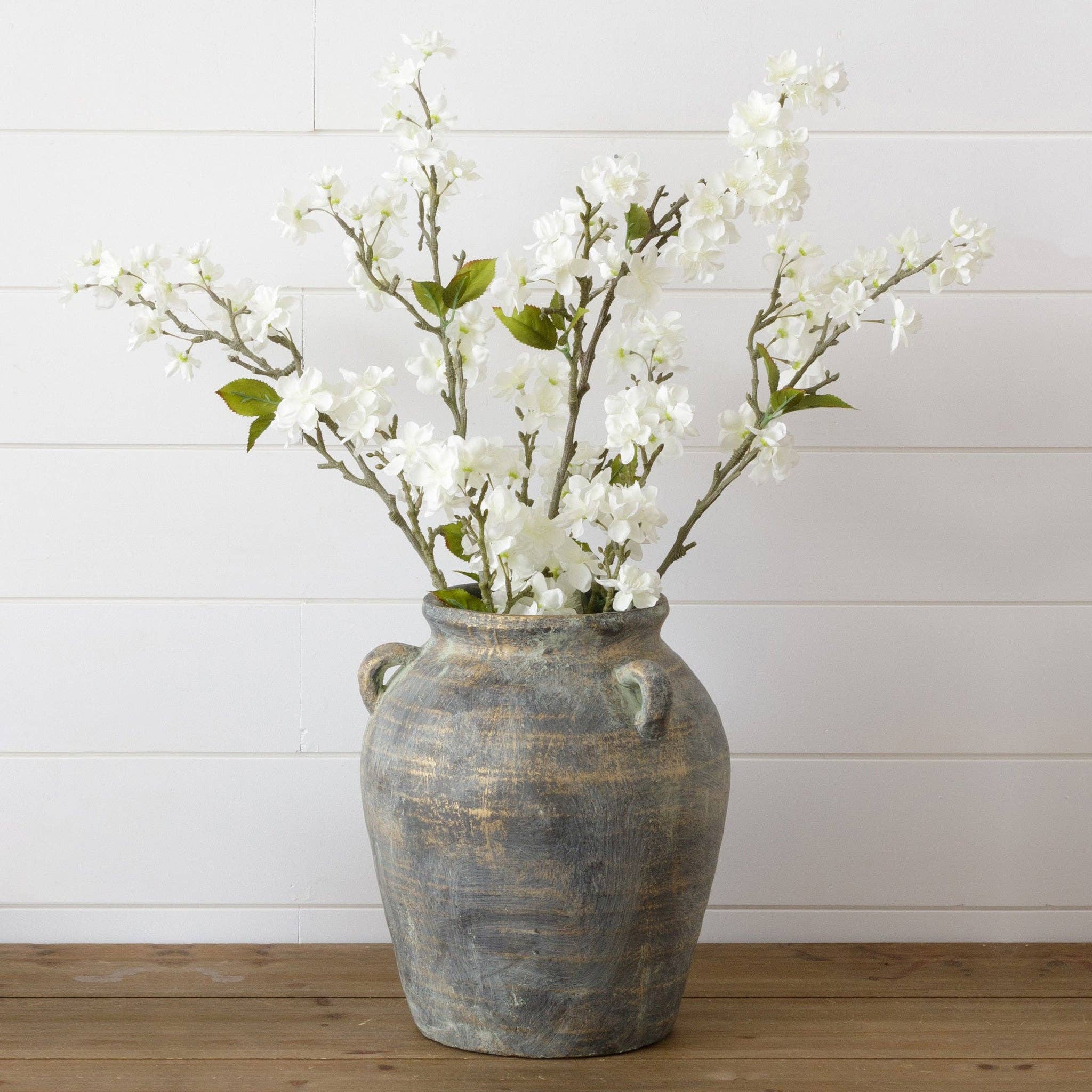 Terracotta Vase Distressed Black with Gold