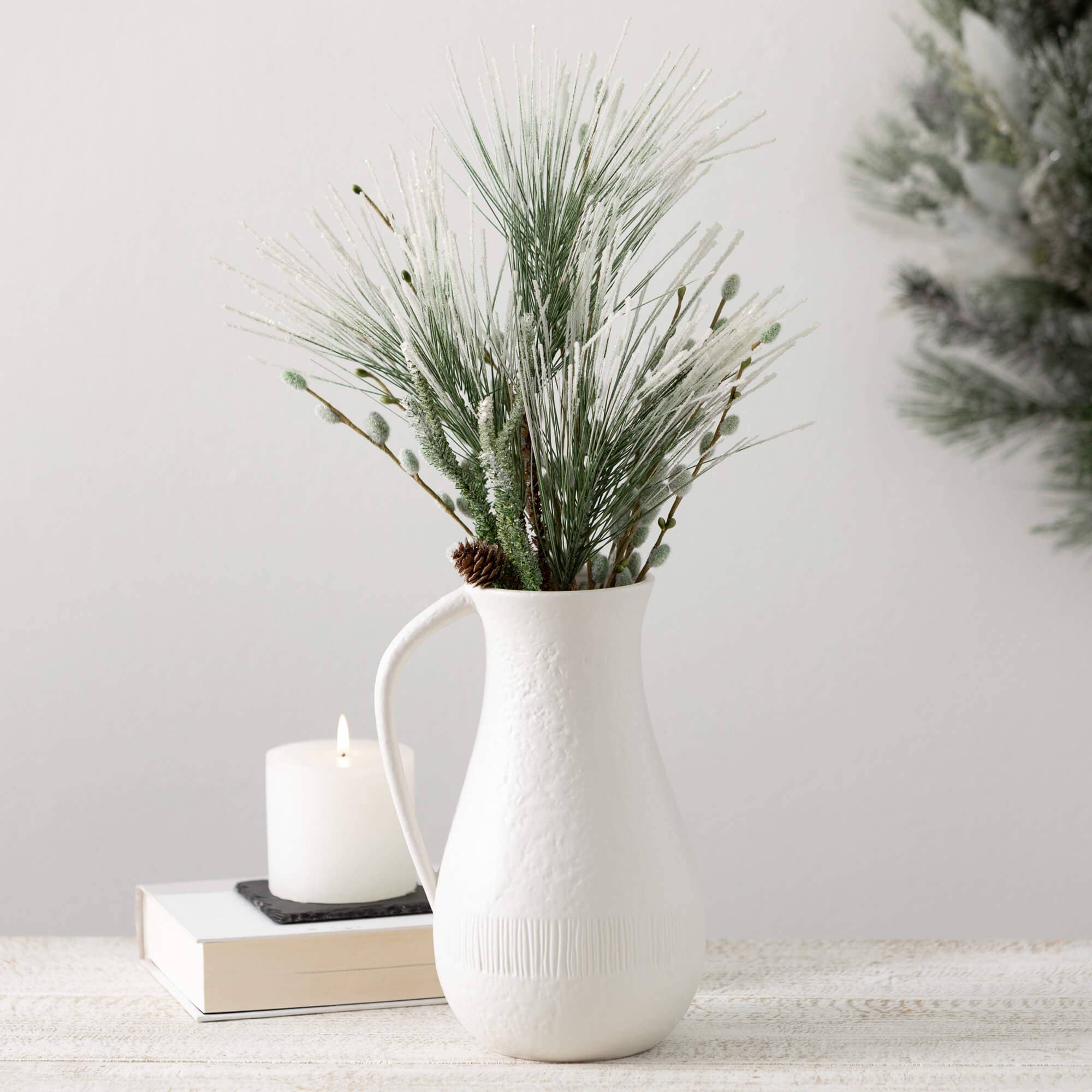 WHITE CHIFFON STONE PITCHER
