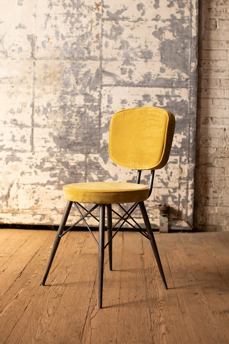 Set of 4  - velvet dining chair with iron frame \ honey